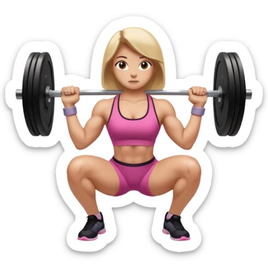 girl doing barbell squat sticker