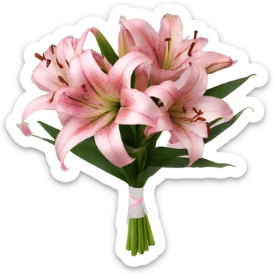 Pink lily ￼bouquet sticker