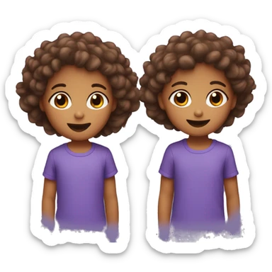 triplets wearing blue orange and purple sticker