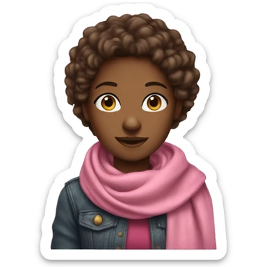 A brown-skinned girl with coarse hair and scarf pink sticker