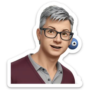 grey-haired boy in collared shirt sticker