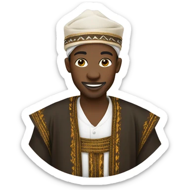 Hausa  man in full hausa dress with cap sticker