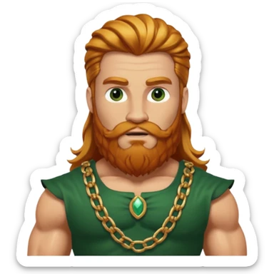 Hercules, God of Heroes from Gods and Goddesses with long reddish blonde hair and beard, gold and dark green outfit sticker