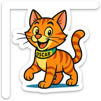 vibrant toon style Oscar the cat sticker