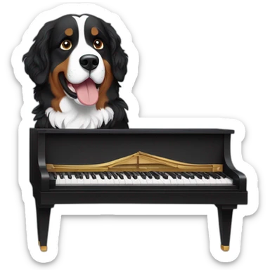 Bernese mountain dog playing piano sticker