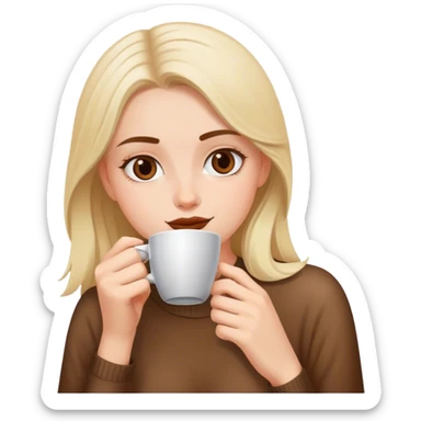 girl drinking coffee sticker