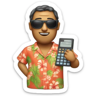 calculator wearing sunglasses and a Hawaiian shirt sticker
