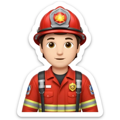 firefighter man brunette sticker