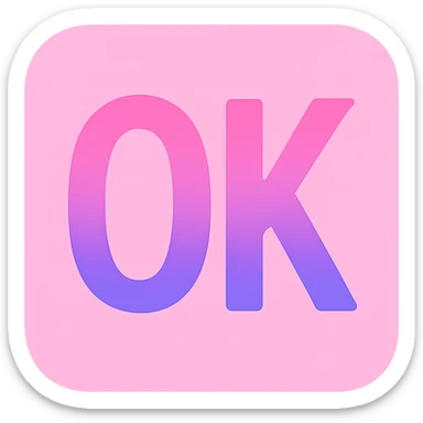 pink square with gradient 'OK' text sticker