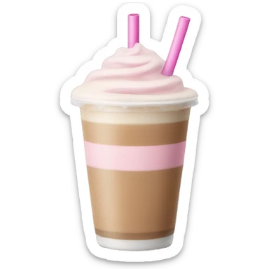 Ice latte with a light pink straw sticker