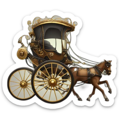 carriage electric steampunk without horse simple cartoon clear background racing sticker