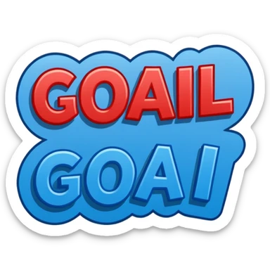 Word “Goal” sign comic style blue (#00A3E0) and red (#F9423A)  sticker