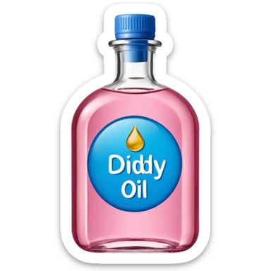bottle of oil blue top pink outside with logo that says Diddy oil sticker