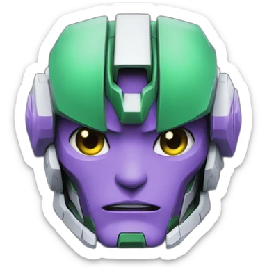 purple and green gundam mecha face sticker
