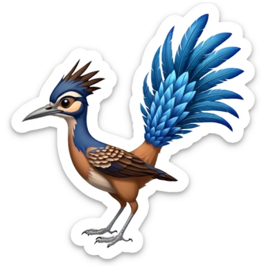 realistic roadrunner bird emoji, tail pointed down, realistic colors sticker