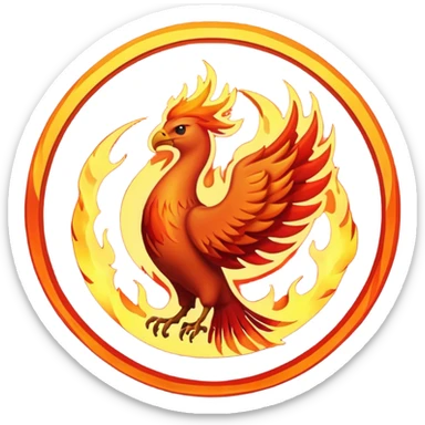 Name text of " Emberborn " An object of fire, circle and Phoenix sticker