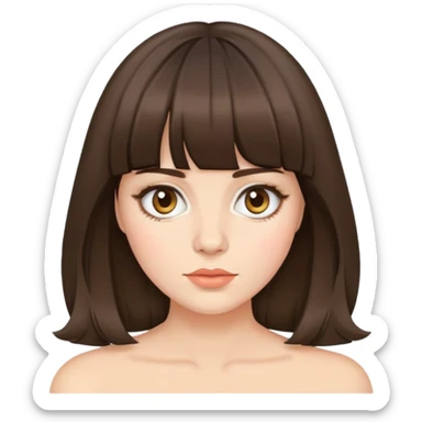 Brunette women with curtain bangs  sticker