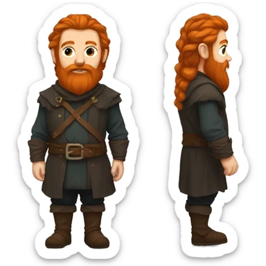 Full body of a rogue dwarf with a long ginger  beard sticker