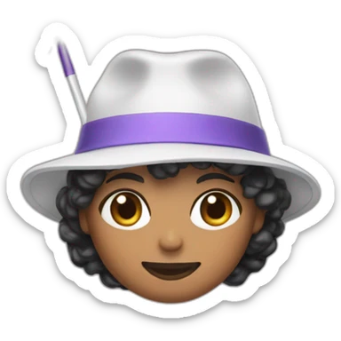 short hair person with hat and airpods holding a magic wand sticker