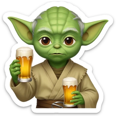 Yoda une bière à la main sticker
