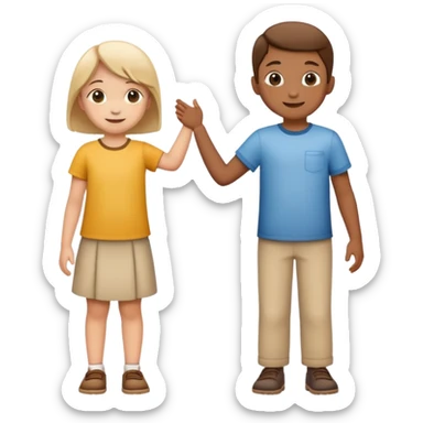 two children standing side by side, happy and friendly sticker