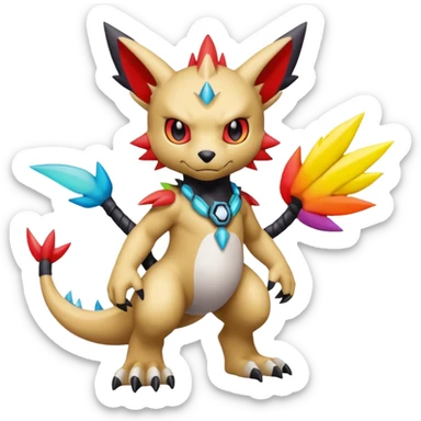 colorful fantasy edgy cool badass cute Digimon-Fakémon, with random markings, full body sticker