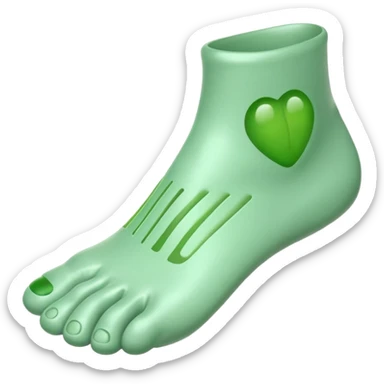 3D iOS-style foot emoji with green stink lines, glossy texture, soft rounded edges. sticker