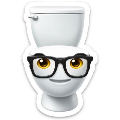 skibidi toilet with a cury mullet and glasses sticker