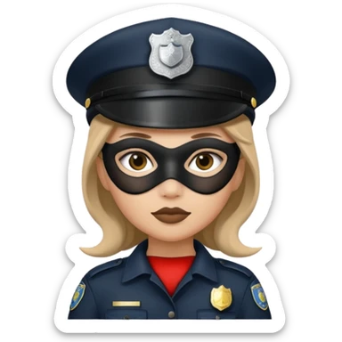 thief with police hat, thief mask, thief black dress. sticker