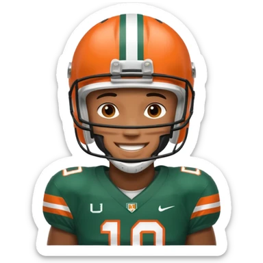 black football player for the university of miami wearing number 10  sticker