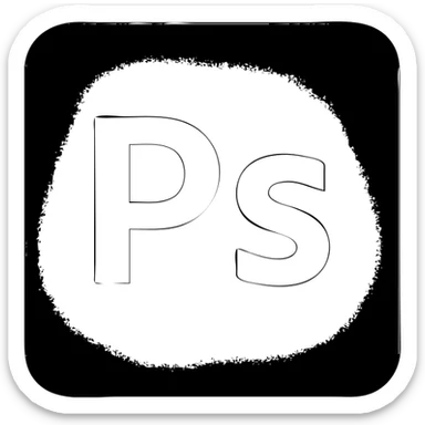 Photoshop icon, solid black filled, geometric, simple, no color sticker