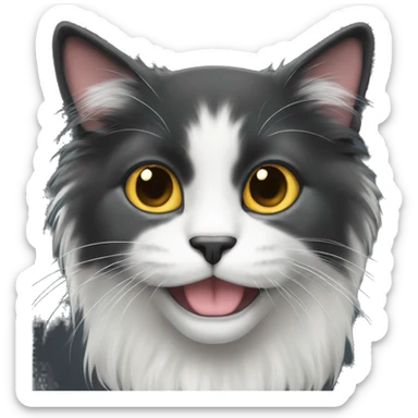 Black long haired cat with a white spot on the muzzle sticker