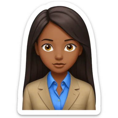 black girl working in colored formal shirt and long sleek hair sticker