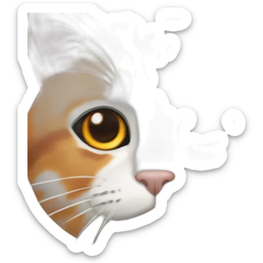Calico cat with orange fur over left eye black fur over the right eye and white fur around the nose and mouth sticker