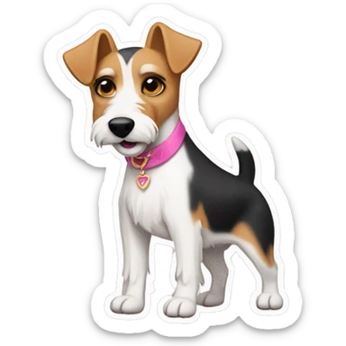  AI-generated sticker of a mini fox terrier with a pink collar, inspired by the style of “Lady and the Tramp.” sticker