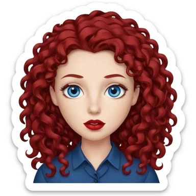 Chappell Roan with blue eyes and long dark red curly hair sticker