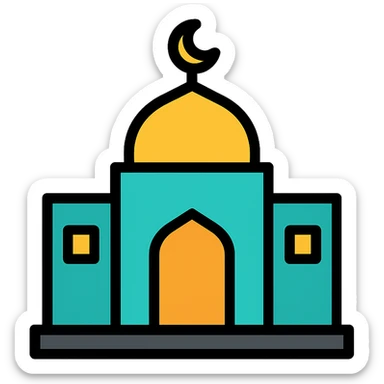 minimalist icon of an Islamic school, suitable for logos or branding sticker