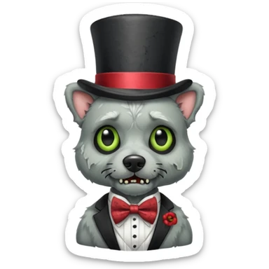 zombie dog with bow tie and top hat sticker