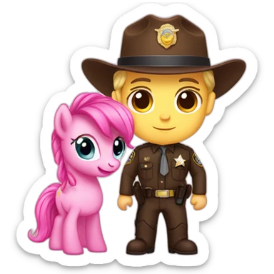 chibi pink pony and deputy sticker