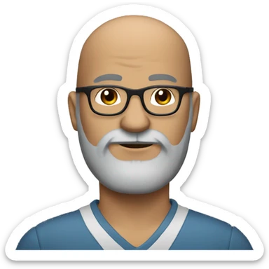 bald reporter with dark brown hair, chubby, GRAY beard AND GLASSES sticker
