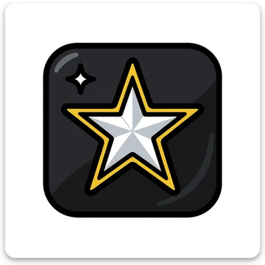 bright silver or gold star on the glossy black surface of a high-end car, main color glossy black, subtle reflections, emphasis on mirror-like shine, modern and clean, not overloaded sticker