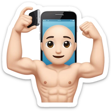 a mobile Phone with arms to the side of the phone flexing sticker