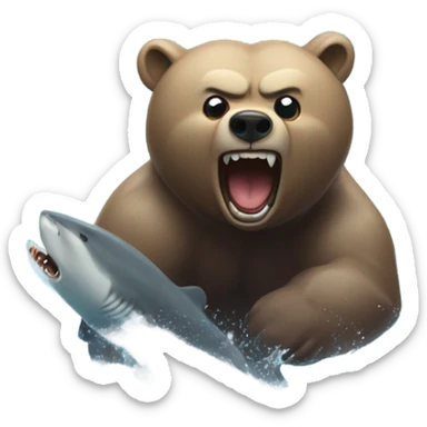 Bear chasing a shark sticker