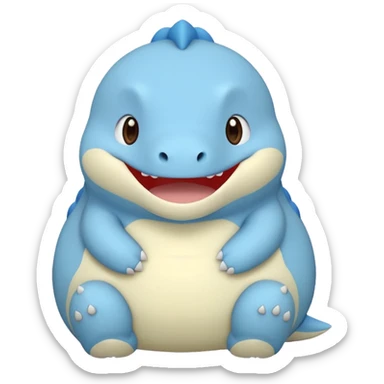 baby blue dinosaur cartoon squishmallow smile no teeth sticker