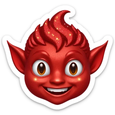 red glitter smilling imp sticker