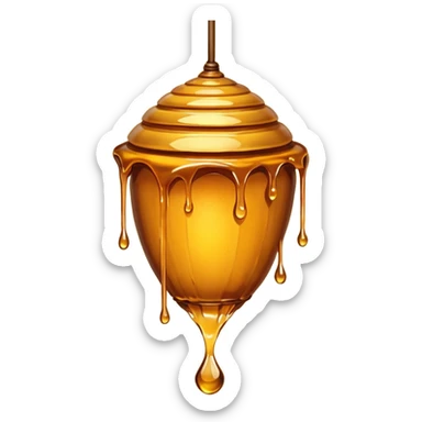 A hanging beehive dripping golden honey from its base. sticker