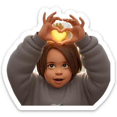 girl making heart outdoors sticker