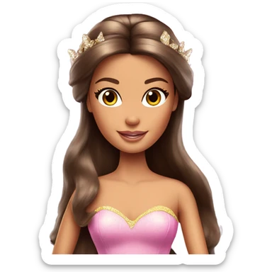 Attractive Barbie brunette tan fairy princess sticker
