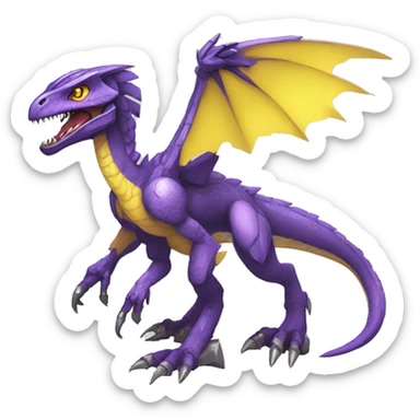  Edgy Purple Yellow Digimon-Fakemon-Velociraptor-Dragon-Mecha full body sticker