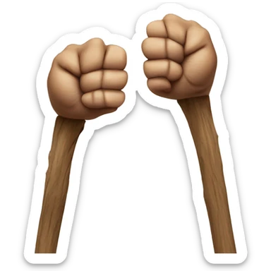 Two closed fists pushed together, breaking a stick sticker